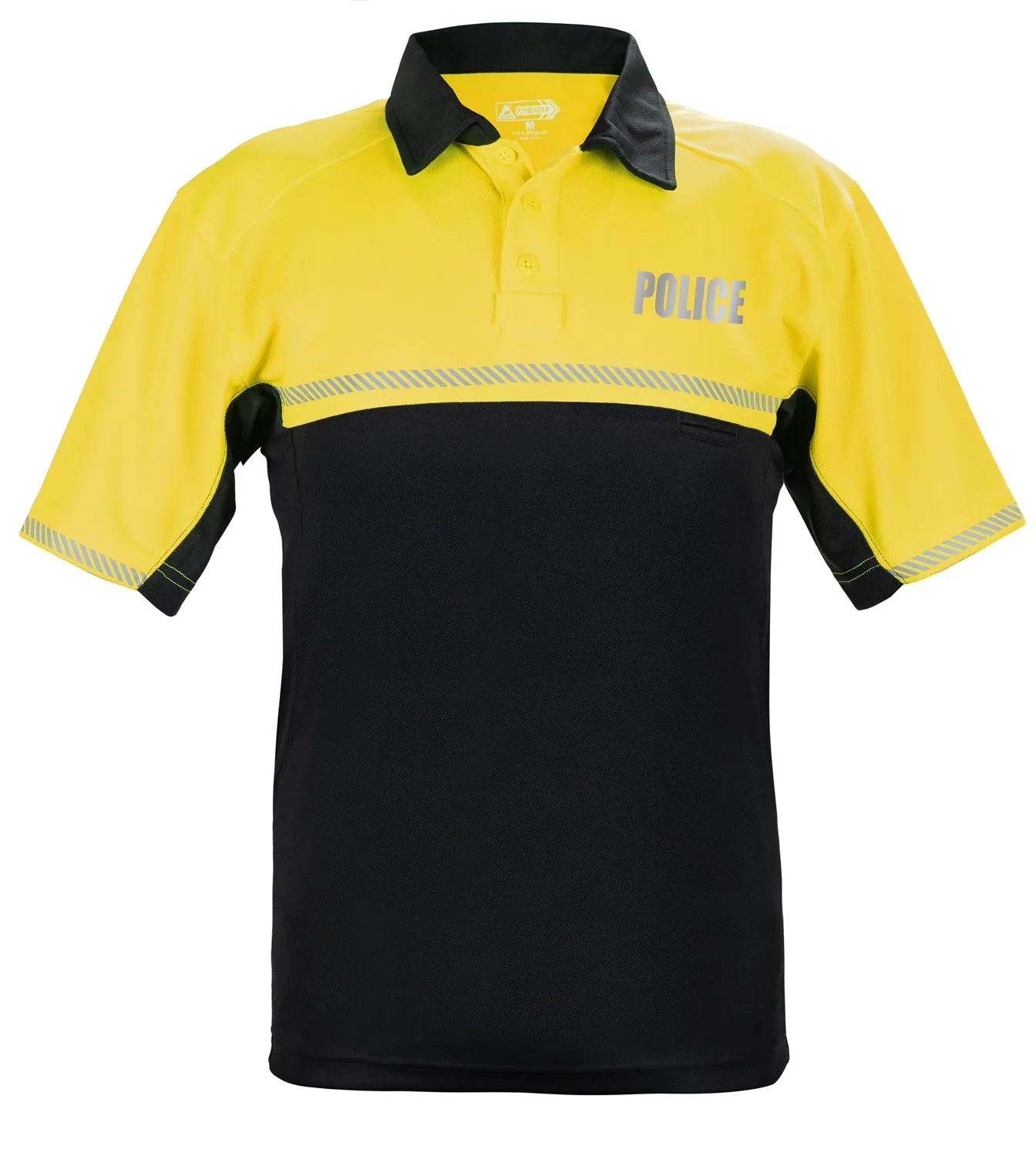100% POLYESTER JERSEY KNIT TWO TONE REFLECTIVE POLICE BIKE PATROL POLO SHIRTS