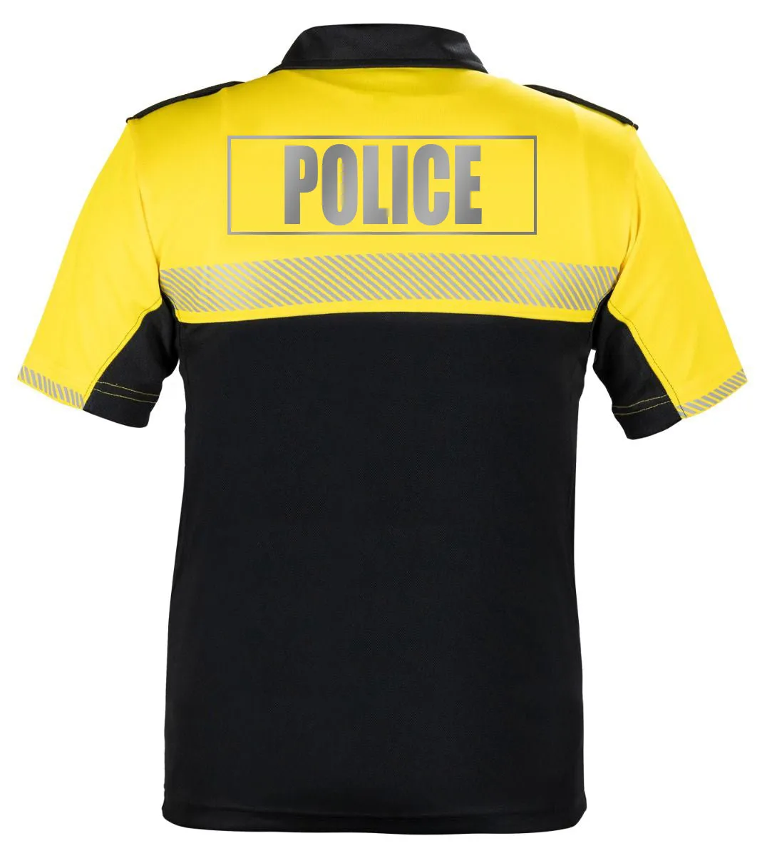 100% POLYESTER JERSEY KNIT TWO TONE REFLECTIVE POLICE BIKE PATROL POLO SHIRTS