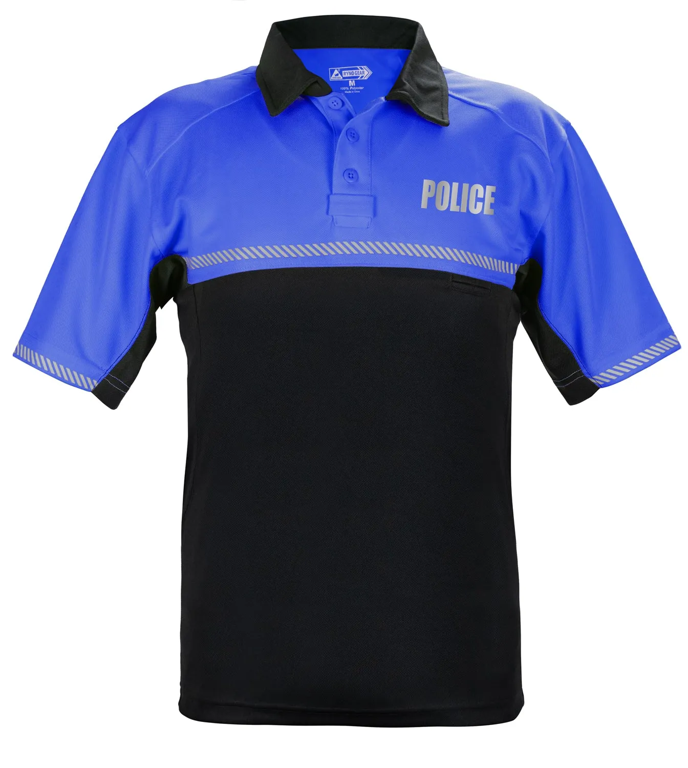 100% POLYESTER JERSEY KNIT TWO TONE REFLECTIVE POLICE BIKE PATROL POLO SHIRTS
