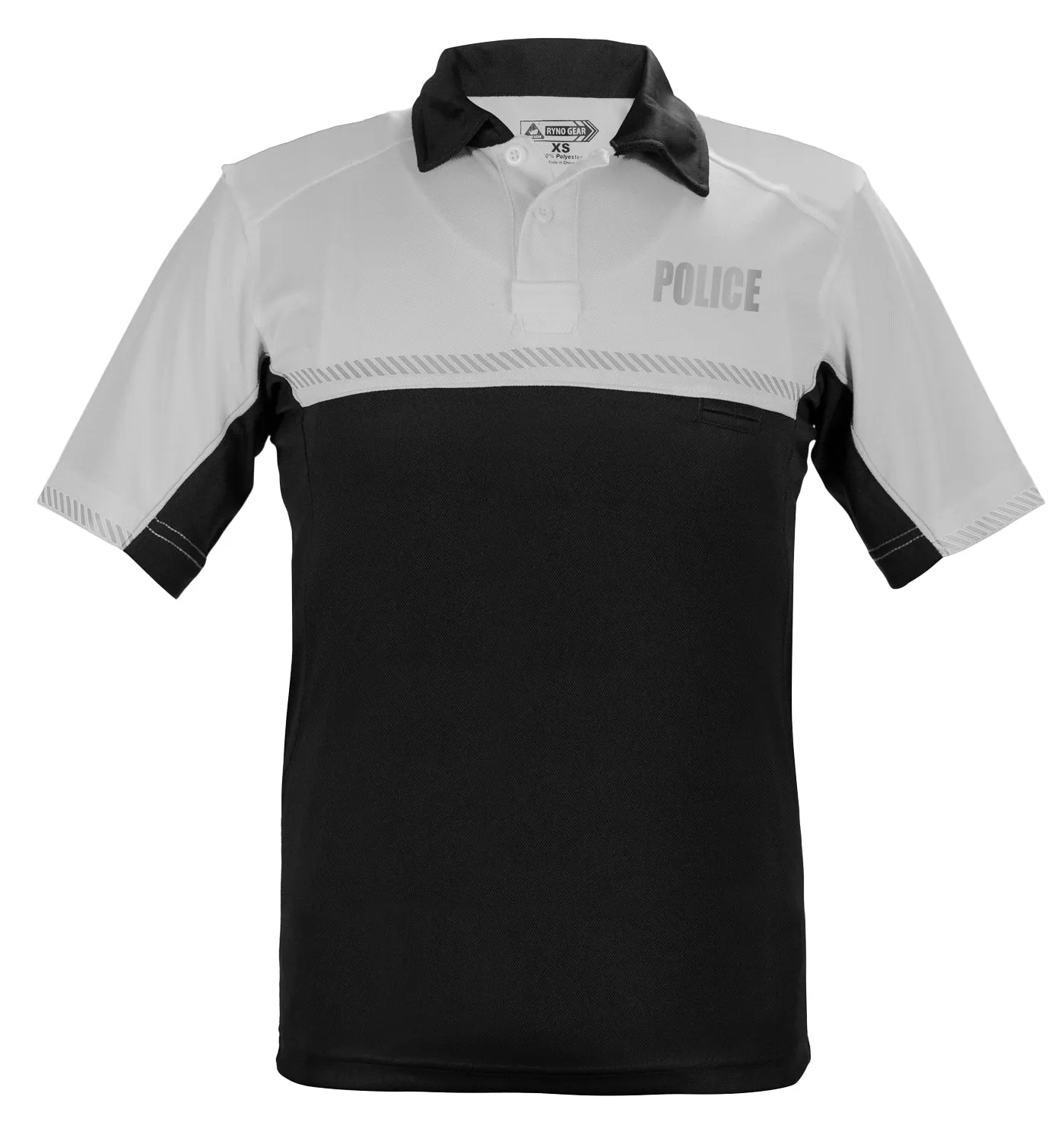 100% POLYESTER JERSEY KNIT TWO TONE REFLECTIVE POLICE BIKE PATROL POLO SHIRTS