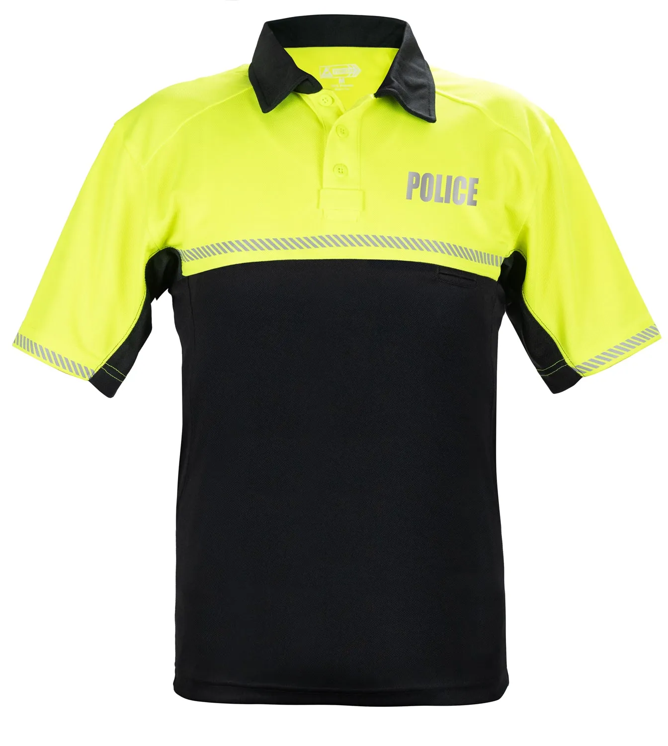 100% POLYESTER JERSEY KNIT TWO TONE REFLECTIVE POLICE BIKE PATROL POLO SHIRTS
