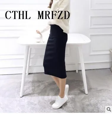 2018 spring Autumn And Winter package hip skirt slit skirts women step skirt stretch Slim thin female waist skirts Long skirts