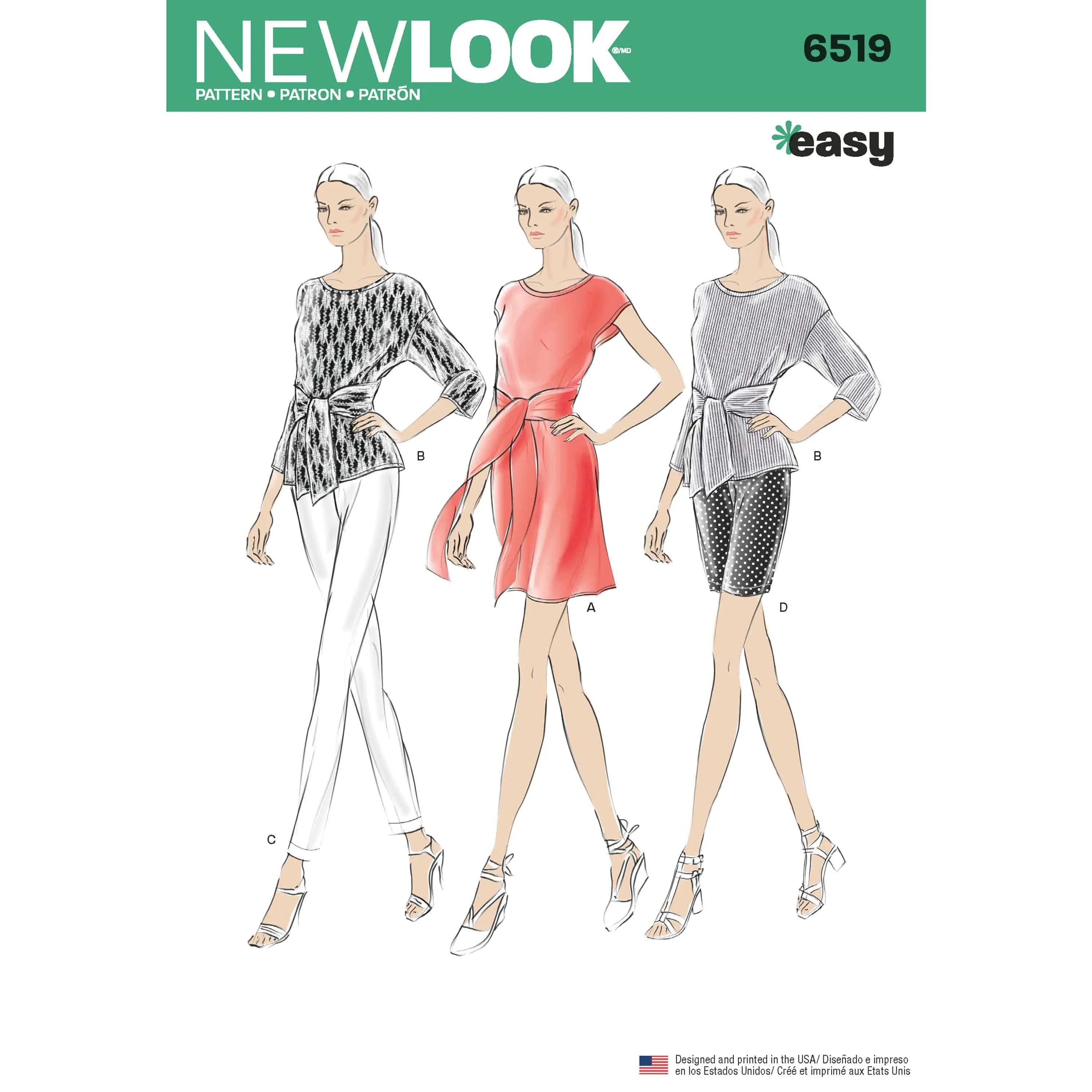 6519 New Look Pattern 6519 Women’s   Dress or Top and Pants or Shorts