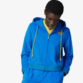 Adidas Originals | WMN'S ADICOLOR HERITAGE NOW VELOUR ZIP HOODIE  { BLUE BIRD