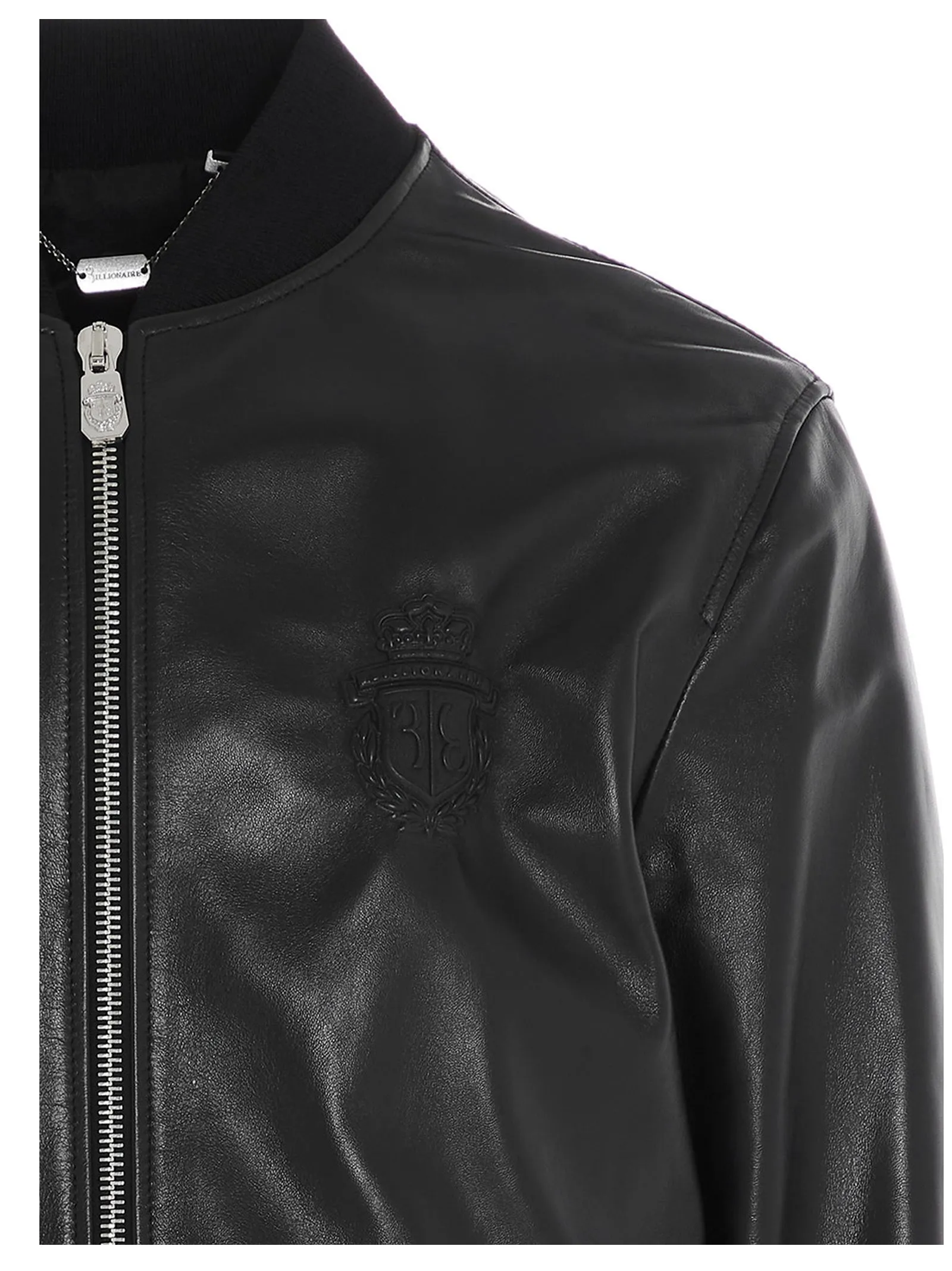 Billionaire Crest Leather Bomber Jacket