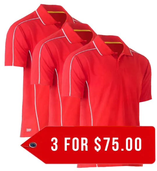 Bisley Cool Mesh Polo With Reflective Piping-3 Pack-(BK1425-1)