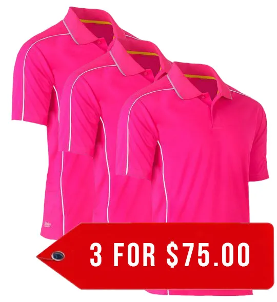Bisley Cool Mesh Polo With Reflective Piping-3 Pack-(BK1425-1)