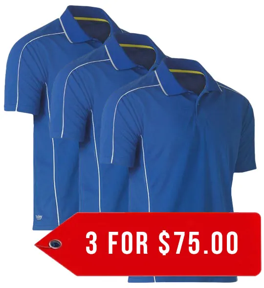 Bisley Cool Mesh Polo With Reflective Piping-3 Pack-(BK1425-1)
