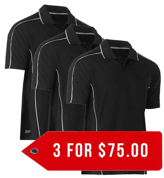 Bisley Cool Mesh Polo With Reflective Piping-3 Pack-(BK1425-1)