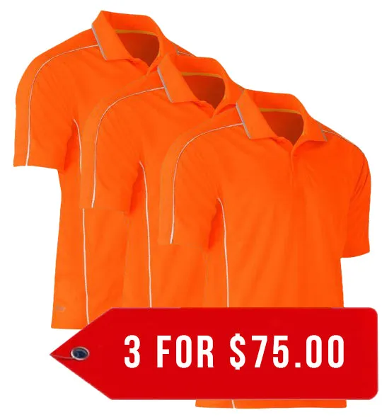 Bisley Cool Mesh Polo With Reflective Piping-3 Pack-(BK1425-1)