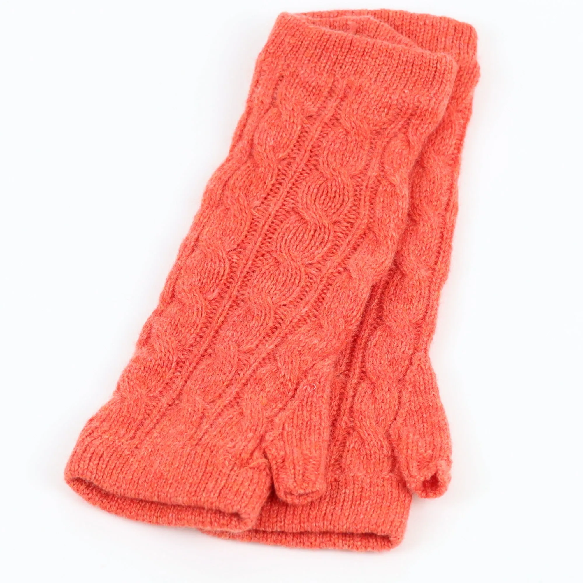 Brand New Scottish Crab Orange Cable Fingerless Gloves
