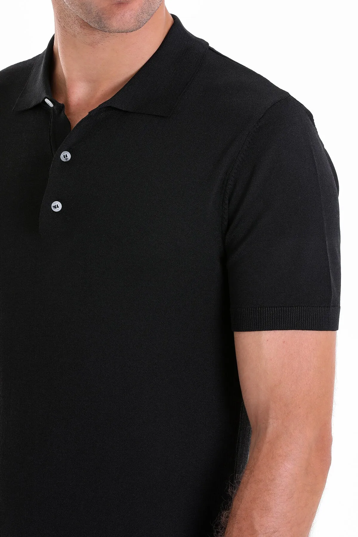 Comfort Fit Basic Black Polo T-Shirt