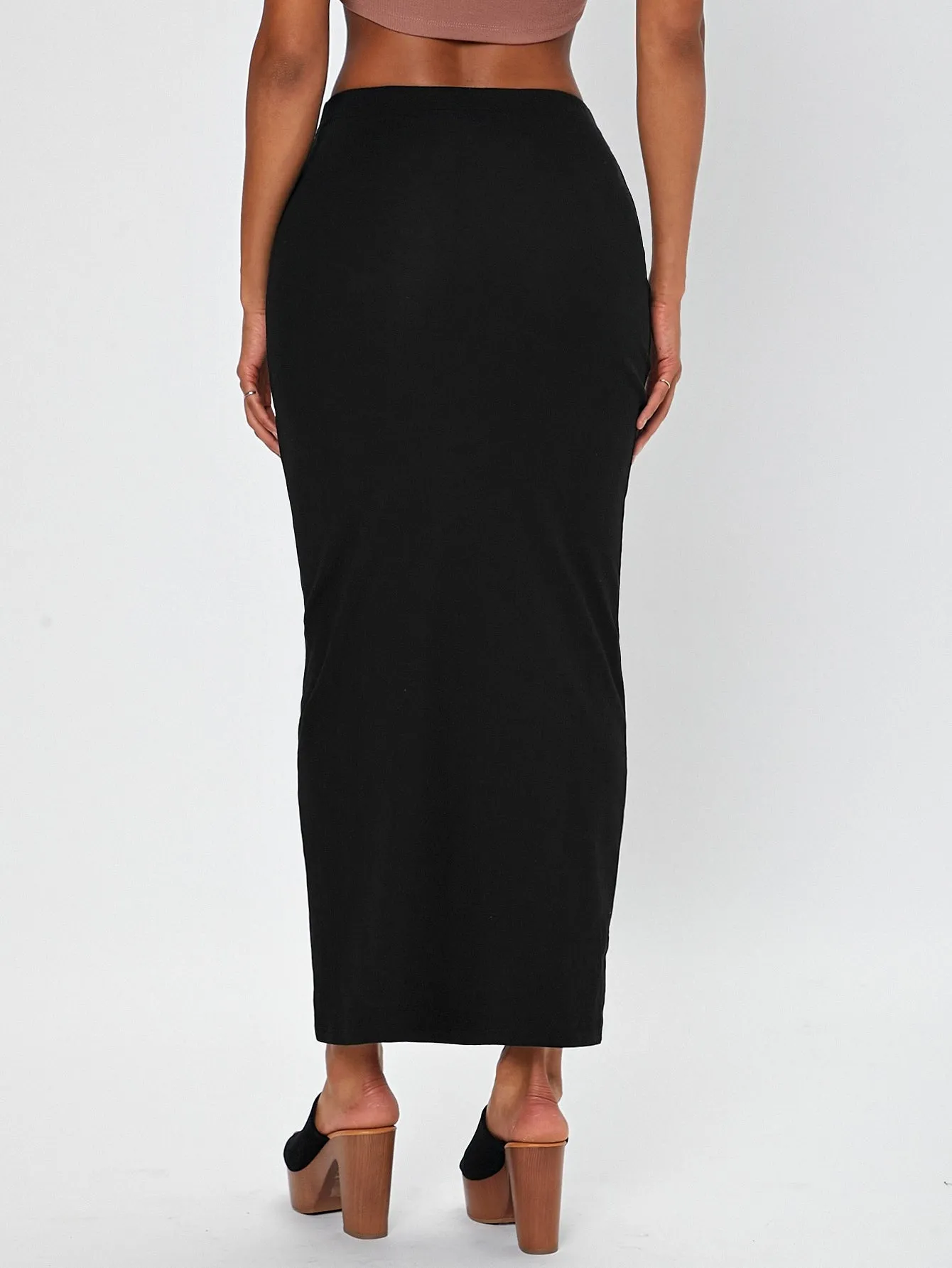 Elegant Plain Natural Long Women Skirt