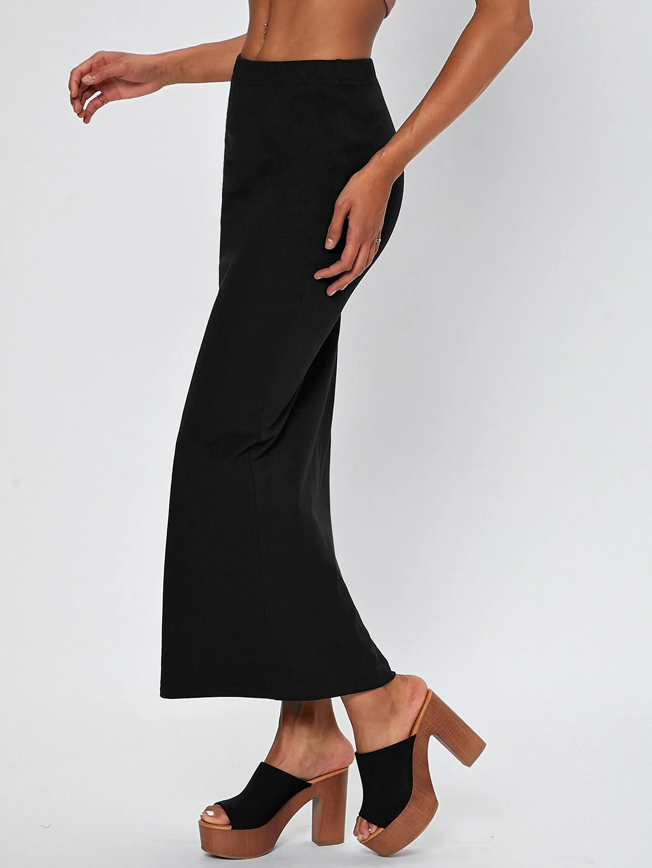Elegant Plain Natural Long Women Skirt