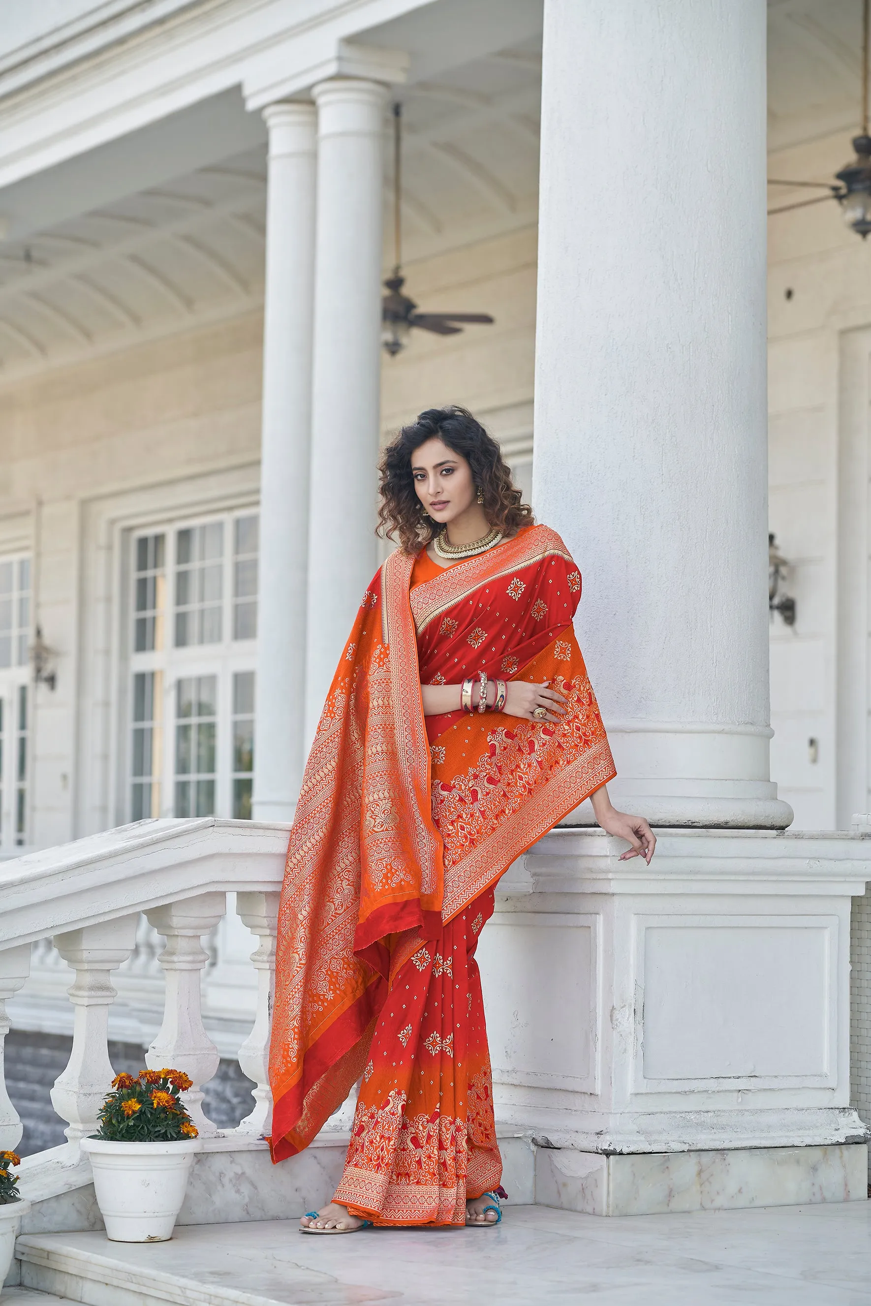 Extraordinary Red Zari Weaving Banarasi Silk Wedding Wear Saree