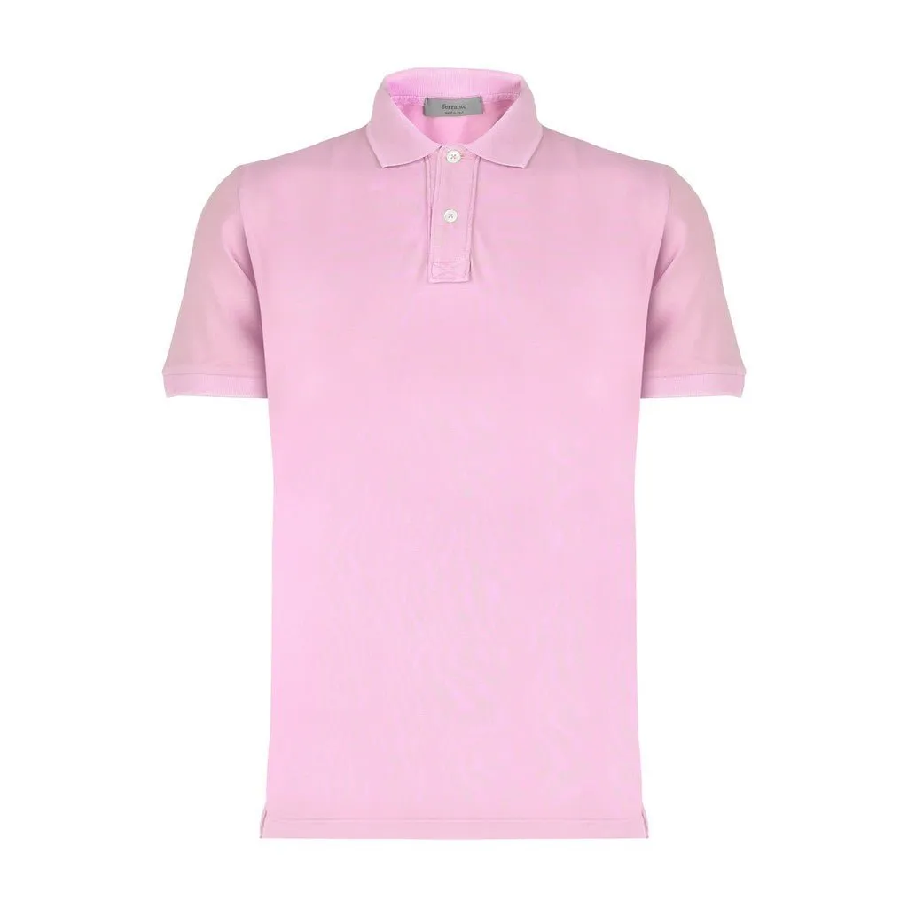 FERRANTE Button Front Short Sleeve Polo PINK