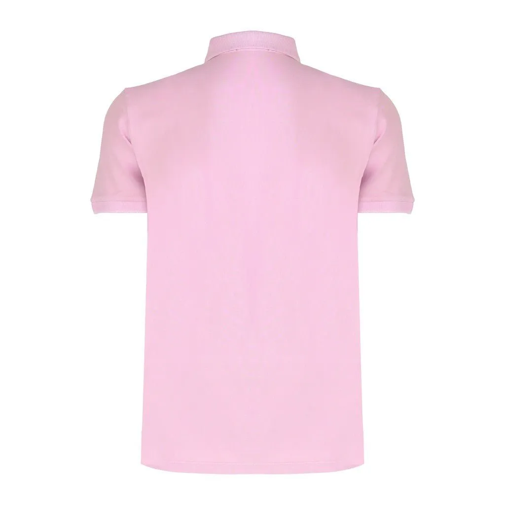 FERRANTE Button Front Short Sleeve Polo PINK