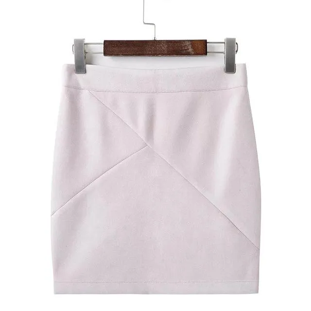 FinalFit High Waisted Pencil  Women Skirt Suede Tight Bodycon Sexy Mini Short Skirt
