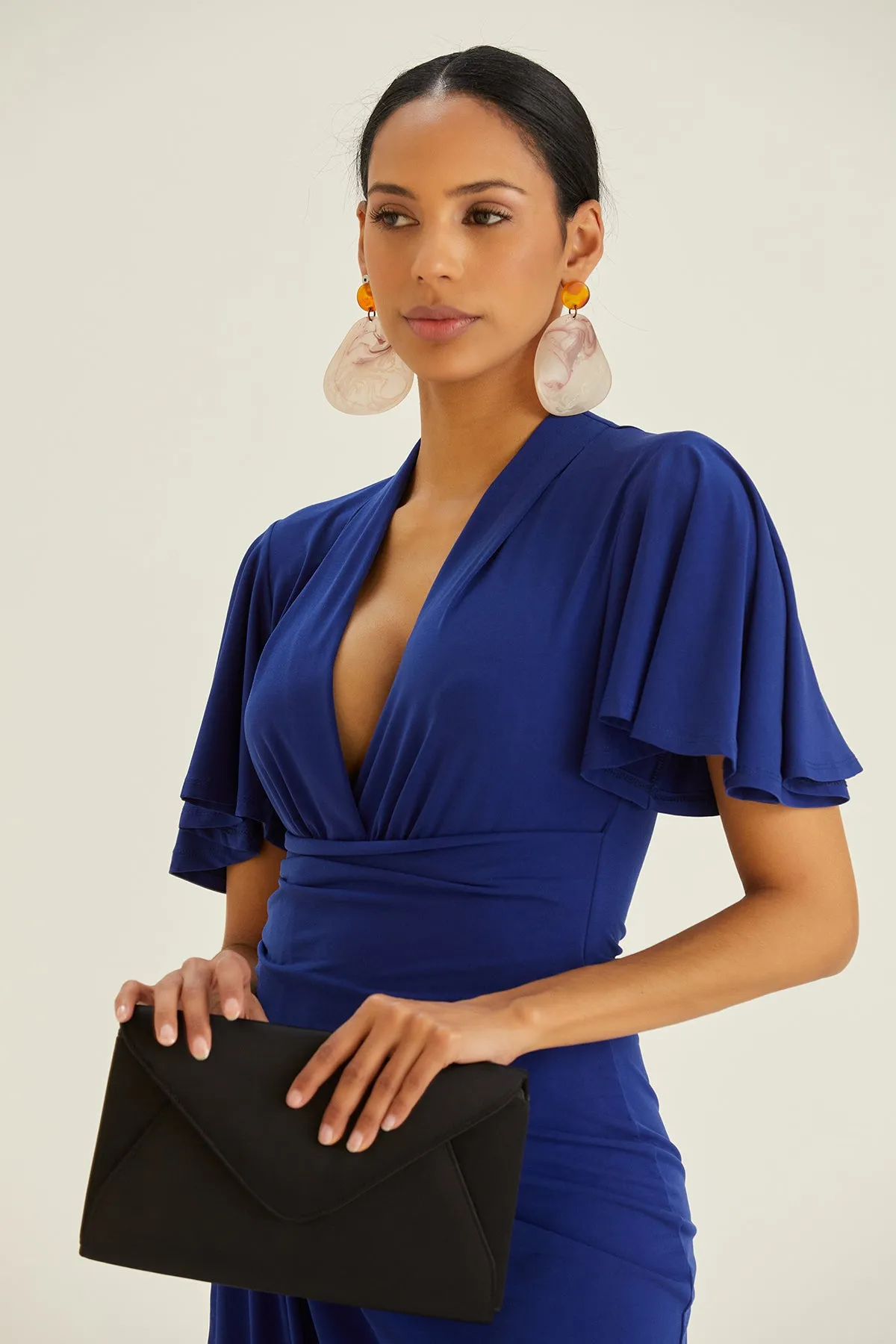 Forever Angel Sleeve Dress in Sax