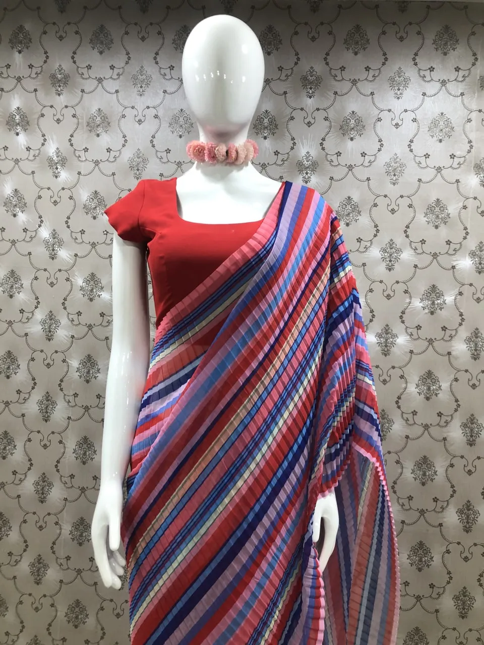 Function Wear Multi Color Pleated Saree