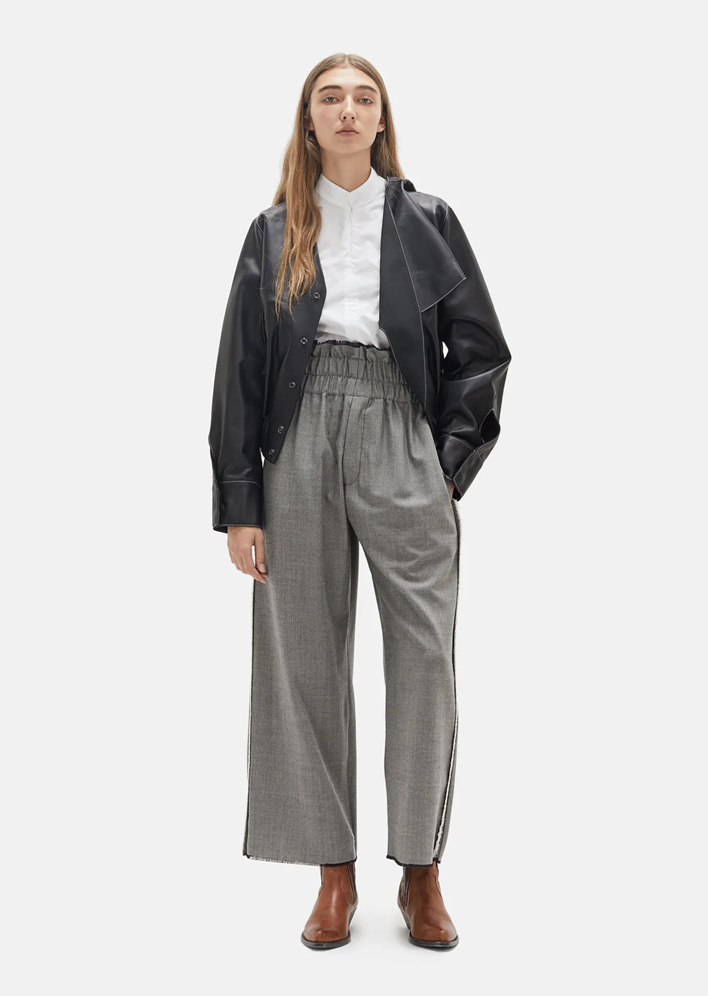Handkerchief Necktie Leather Bomber Jacket