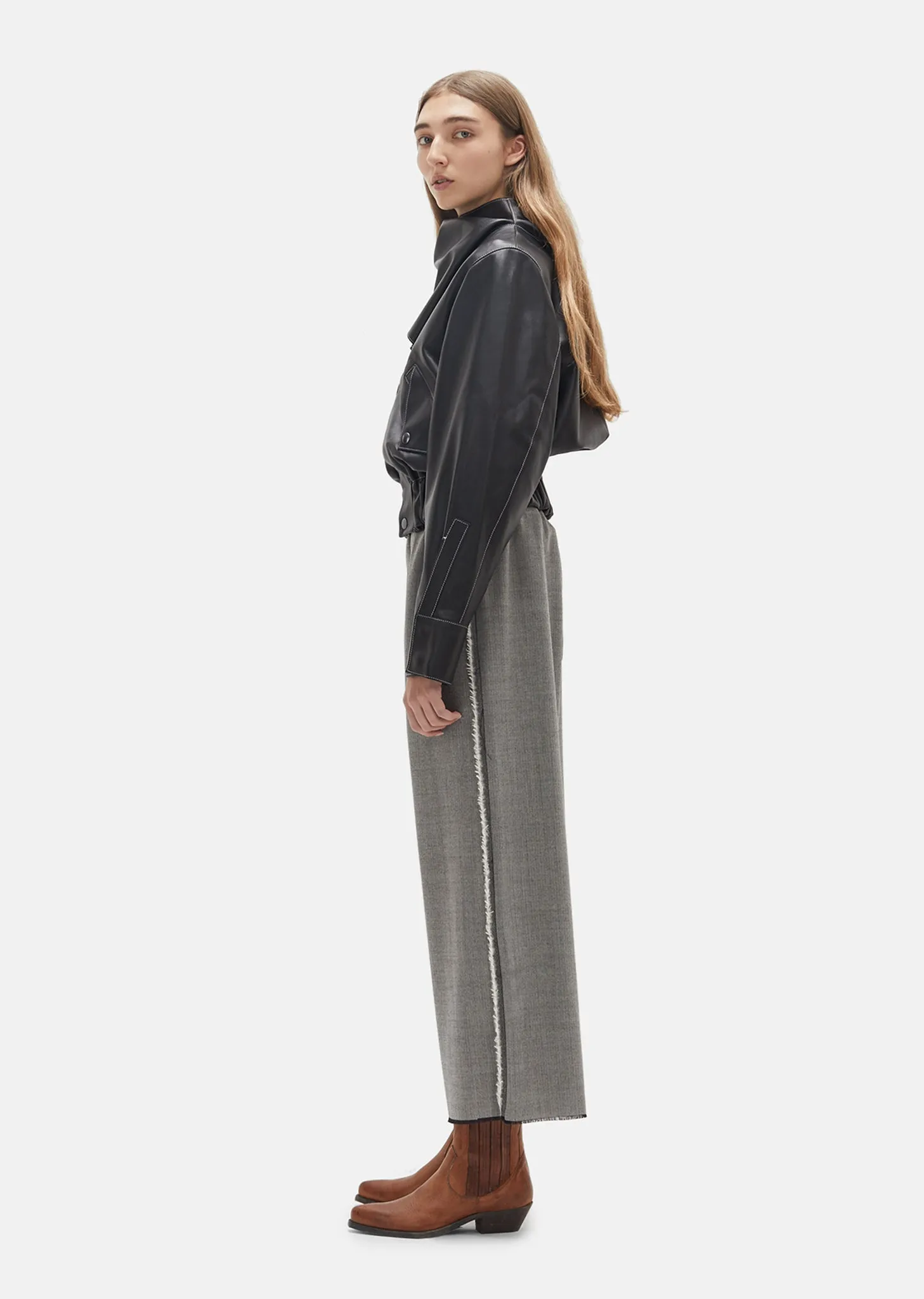 Handkerchief Necktie Leather Bomber Jacket