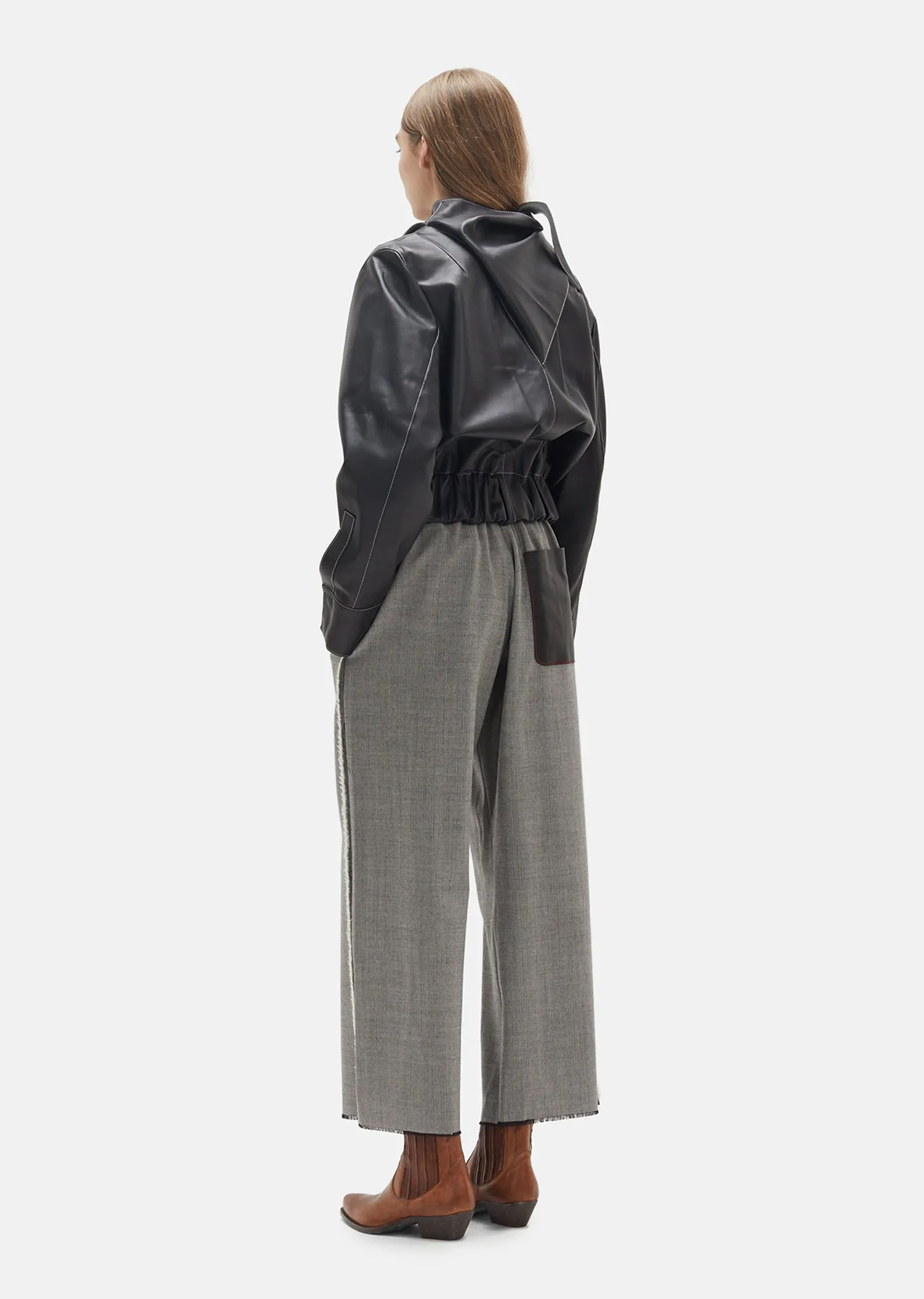 Handkerchief Necktie Leather Bomber Jacket