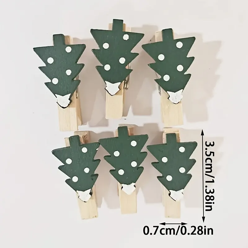 kkboxly 20-Pack Wooden Christmas Clip Charms - Festive Tree, Mitten, Reindeer, Snowflake Designs - Versatile Hanging Ornaments for Home, Wedding, Party Decor - No Electricity or Feathers Required