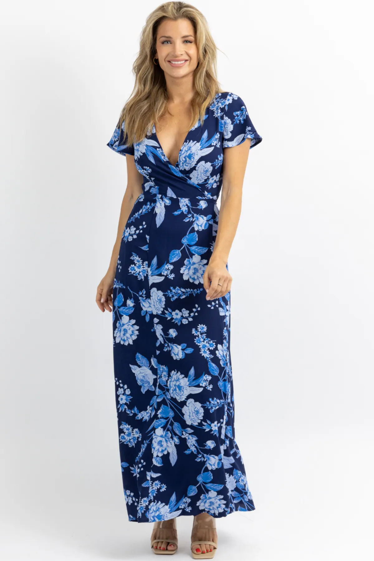 LUNAR BLUE WRAP MAXI DRESS