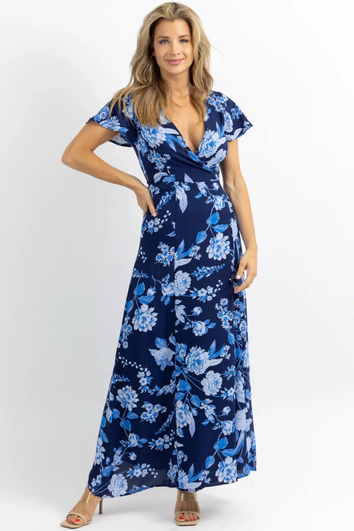 LUNAR BLUE WRAP MAXI DRESS