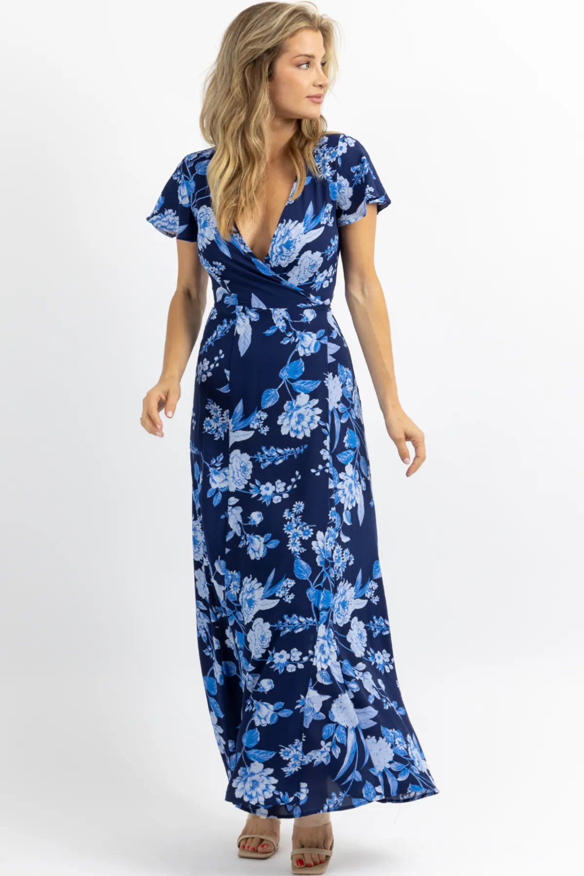 LUNAR BLUE WRAP MAXI DRESS