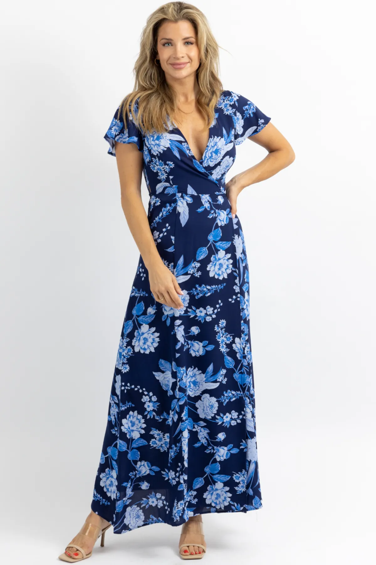LUNAR BLUE WRAP MAXI DRESS