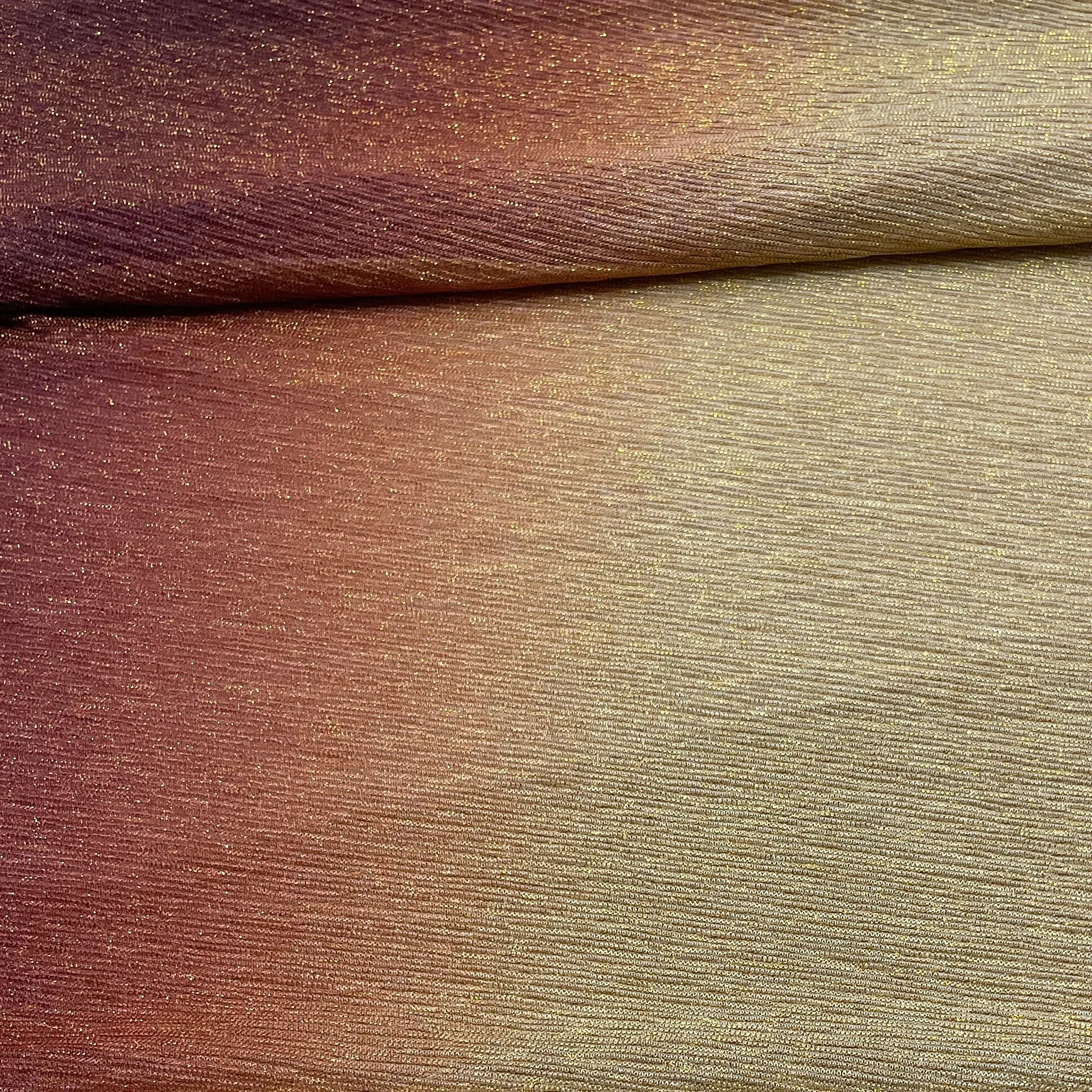 Maroon & Golden Imported Shaded Shimmer Knitted Lycra Fabric
