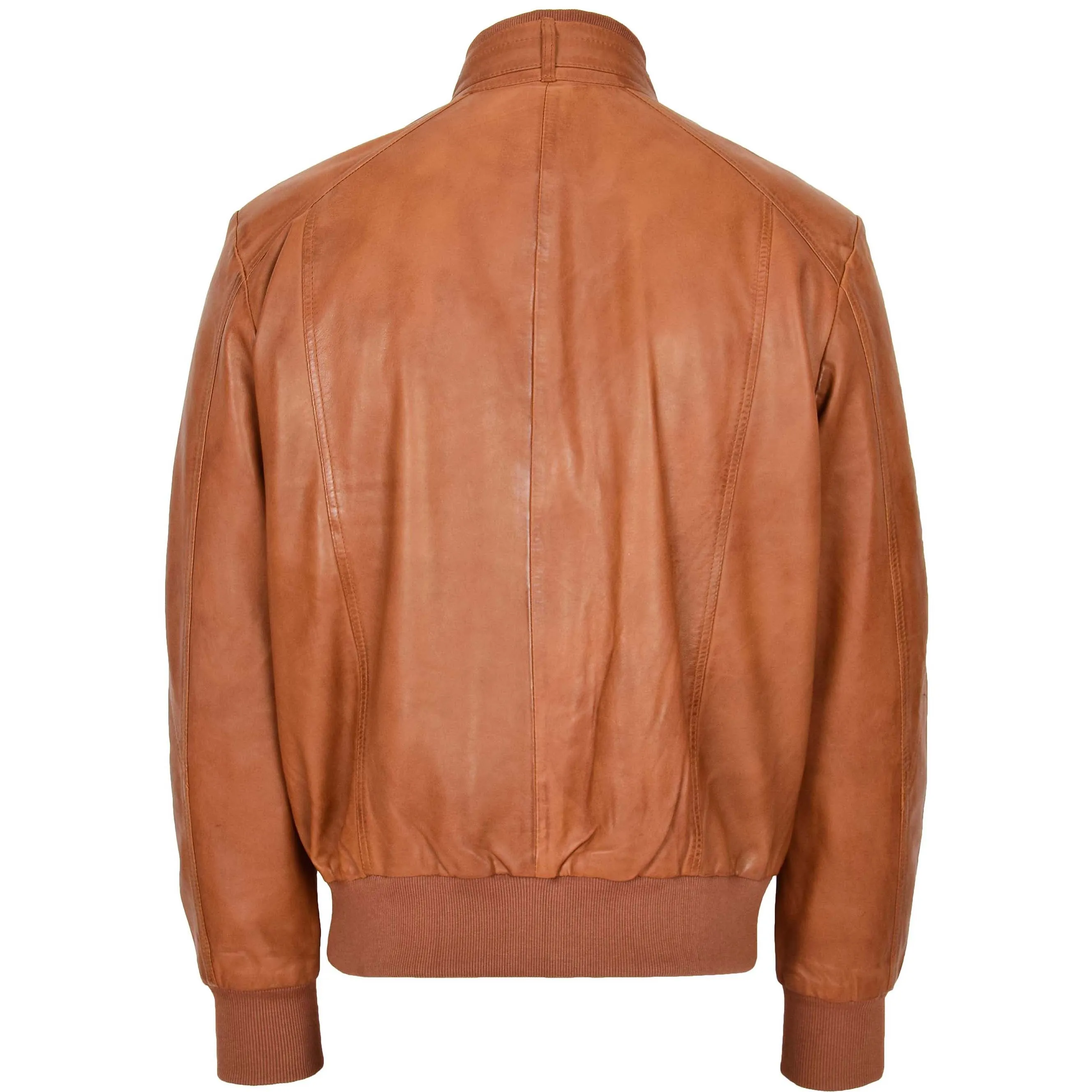 Mens Leather Bomber Flight Jacket Tom Tan