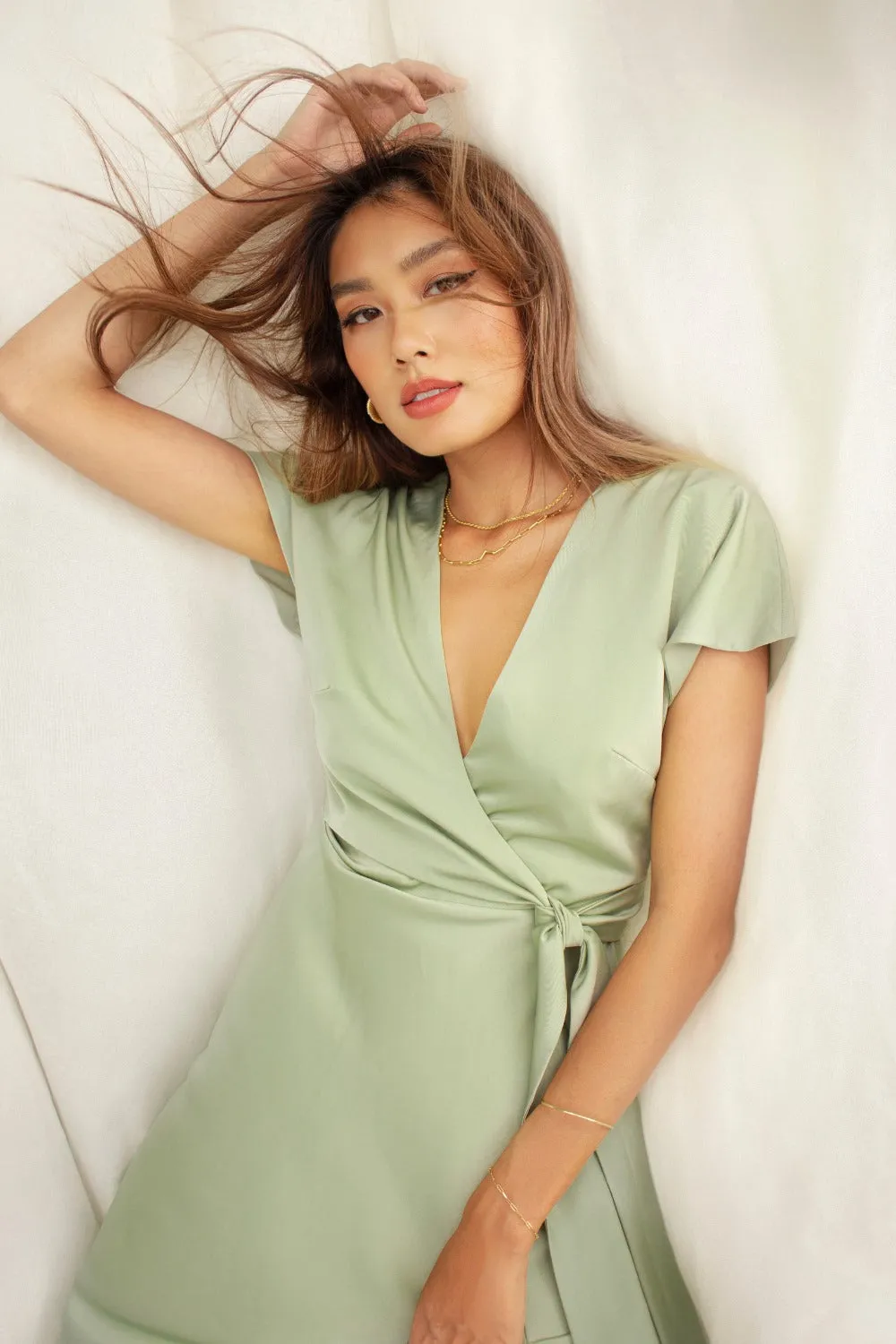 Mint Wrap Silk Dress