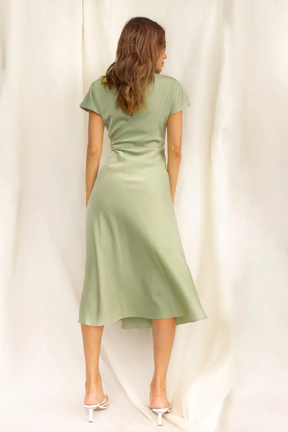 Mint Wrap Silk Dress