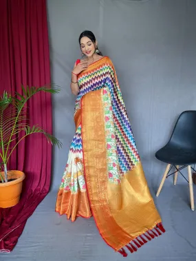 Multicolor Saree in Kalamkari Print