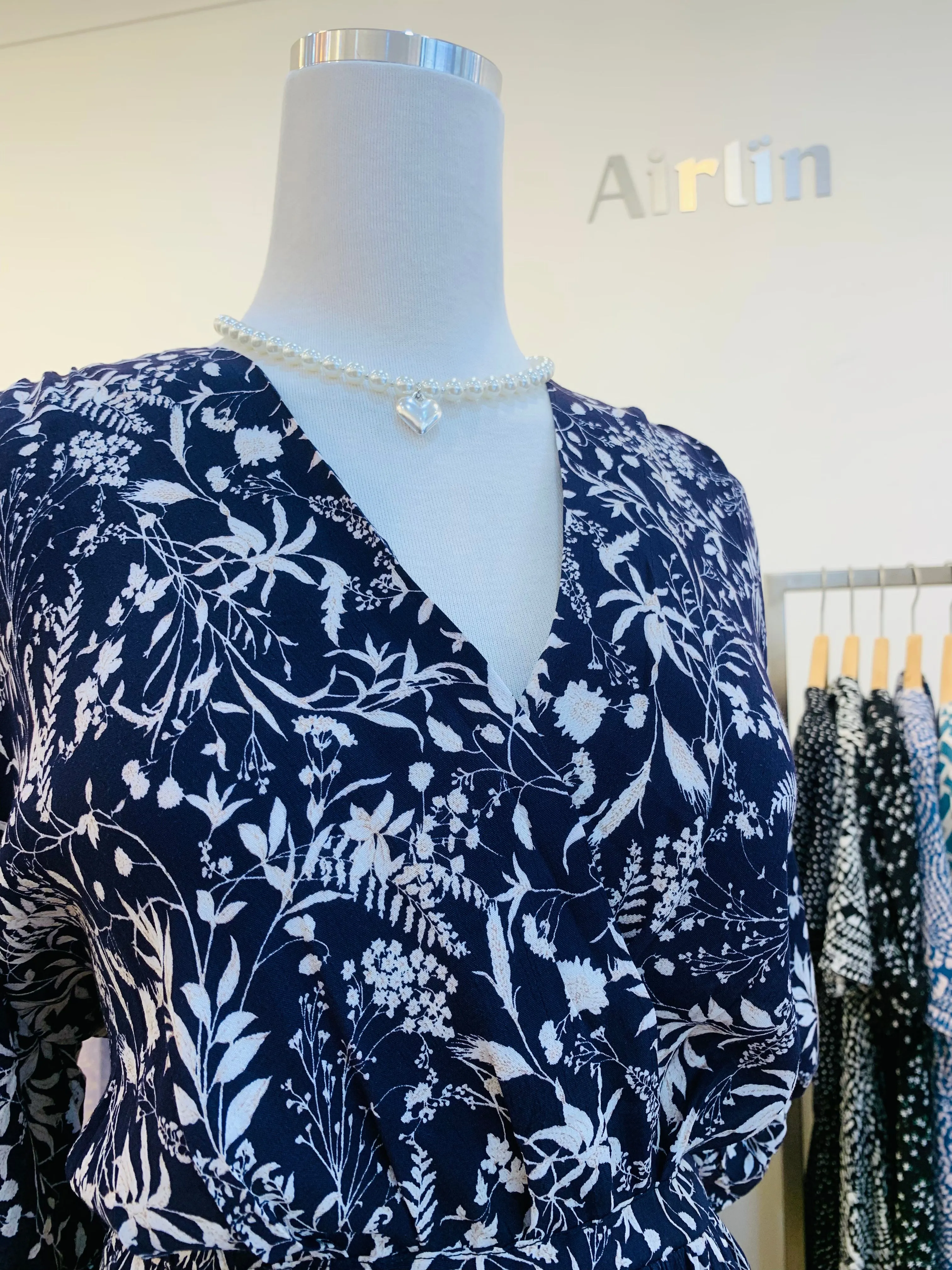 Navy blue pattern dress