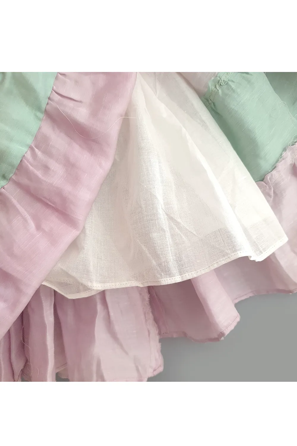 Off shoulder balloon sleeves top with rainbow ghagra