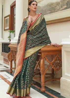 Opal Green Handloom Patola Weave Silk Saree