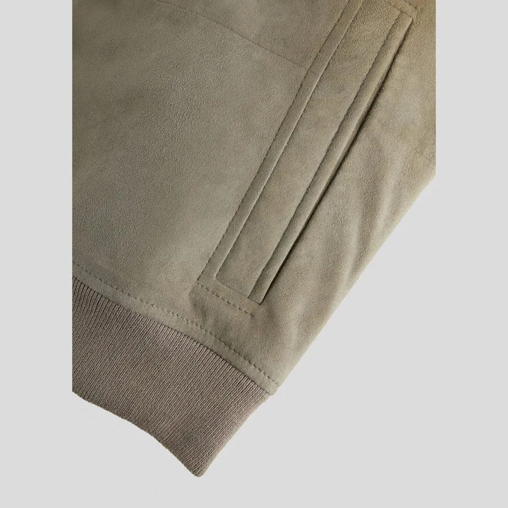 Oren Grey Suede Bomber Leather Jacket