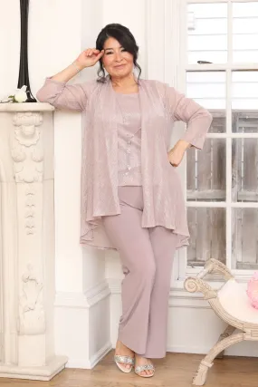 Petite Women's Crinkle Duster Pant Set - Mother of the Bride Pant suit