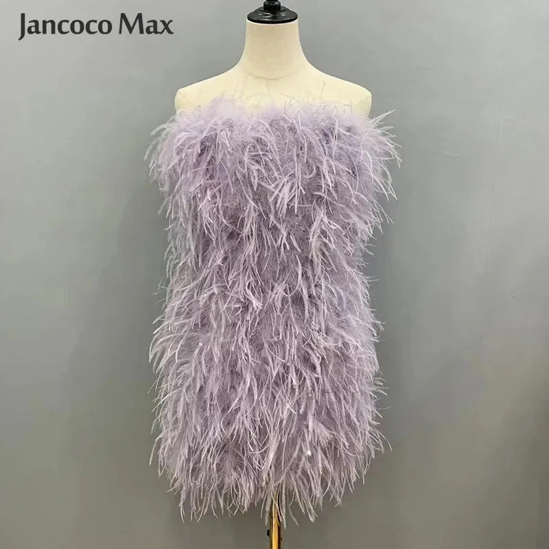 Pink Wrap Feather Fur Dress