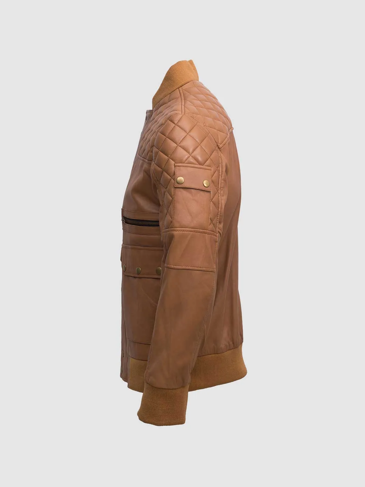Quilted Tan Bomber Jacket