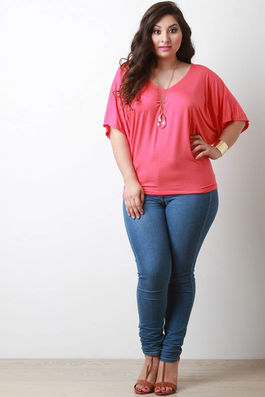 Round Neck Dolman Sleeve Top