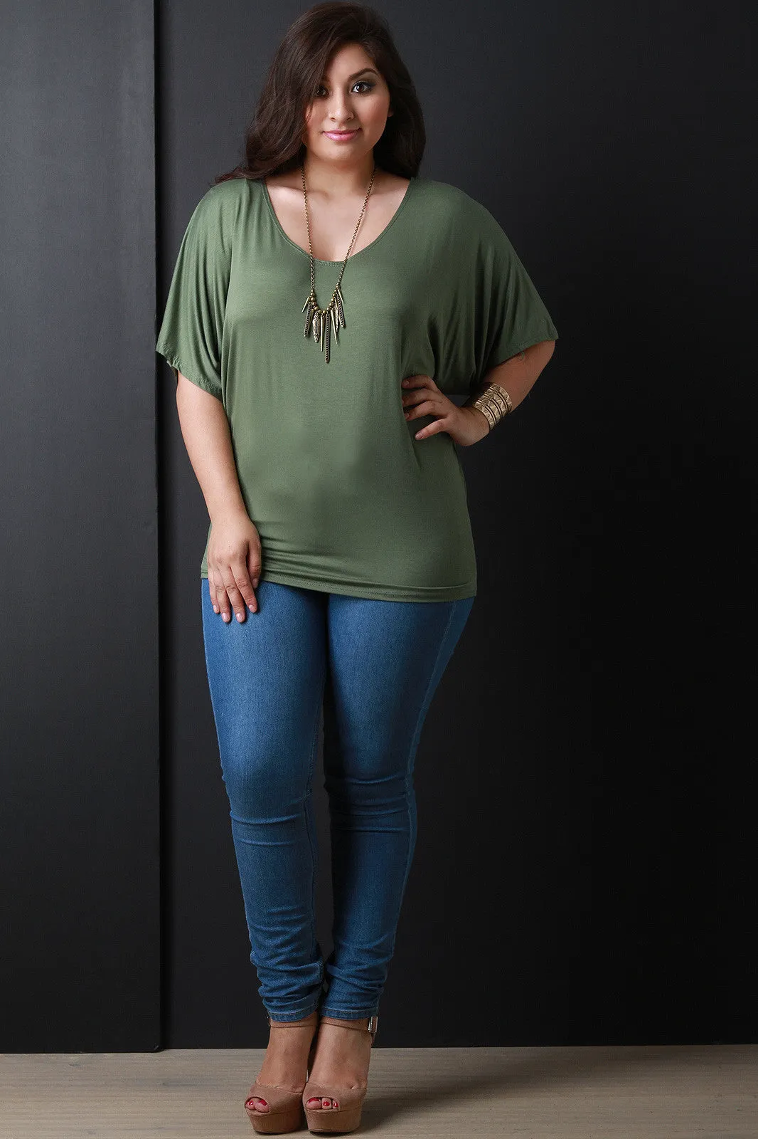 Round Neck Dolman Sleeve Top