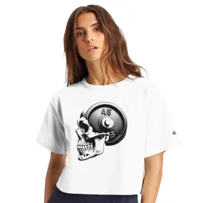 Skull Weightlifting Women's Cropped Heritage Crewneck T-Shirt