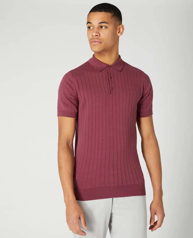Slim Fit Knitted Cotton Short Sleeve Polo Shirt