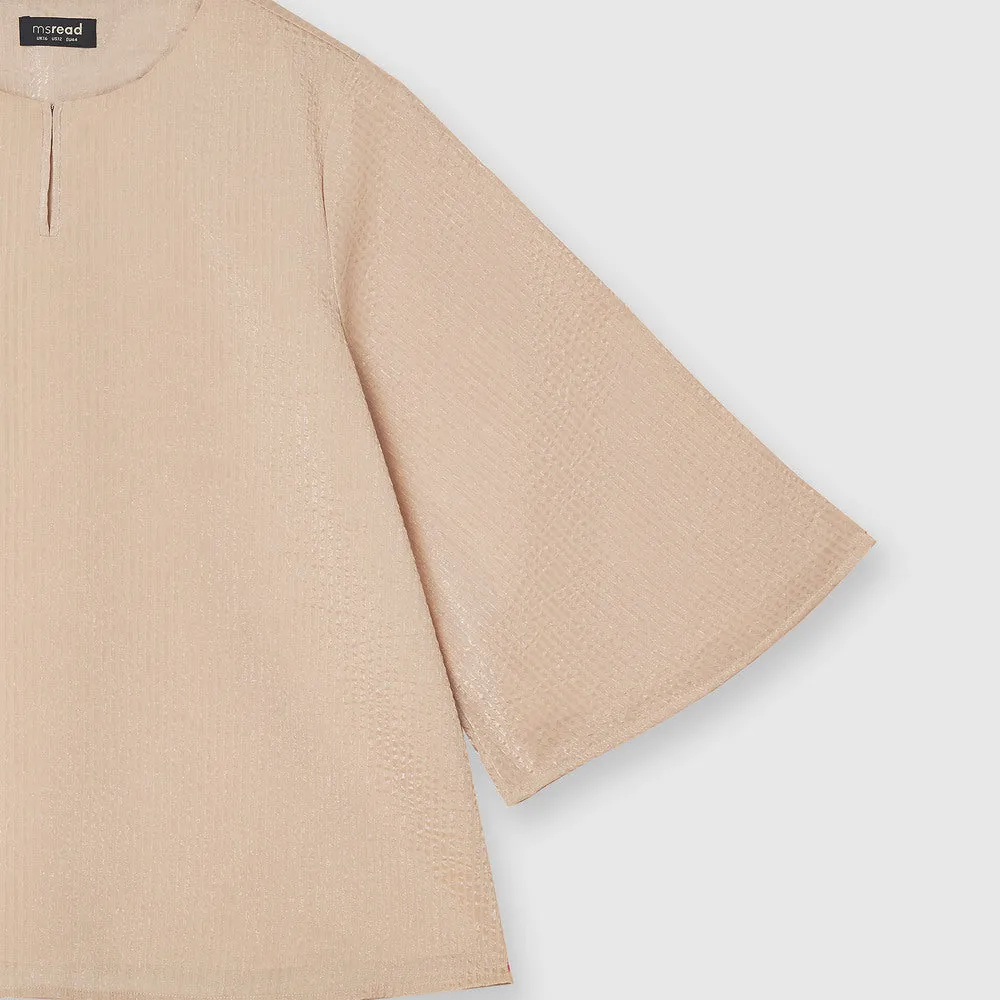 Textured Three Quarter Top