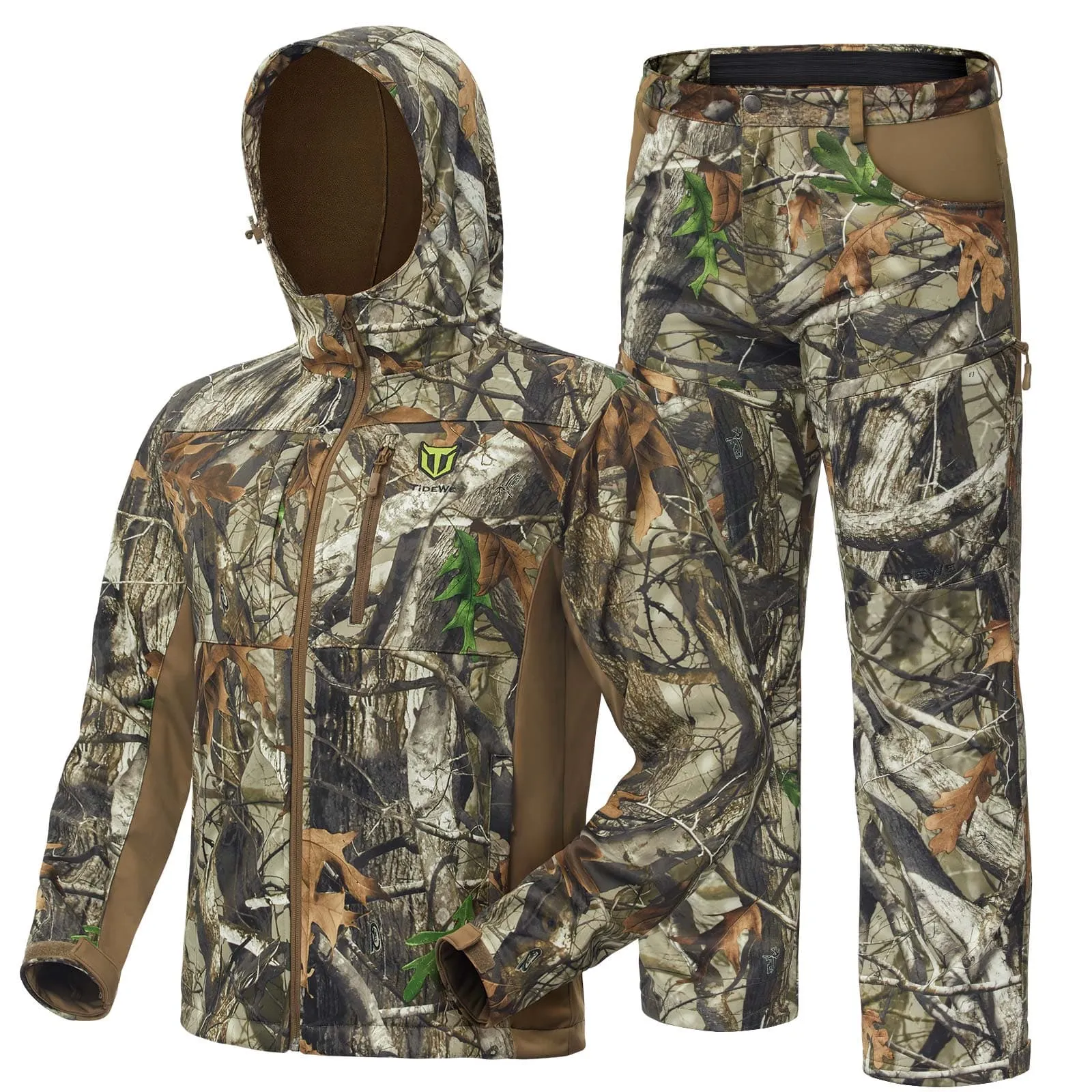TideWe Men's Hunting Clothes,Silent Water Resistant Camo Hunting Suits